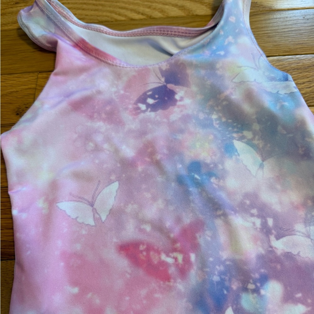 Girls Purple and Pastel Tie-Dye Gymnastics Leotards - 2 Pack - Picture 3 of 5